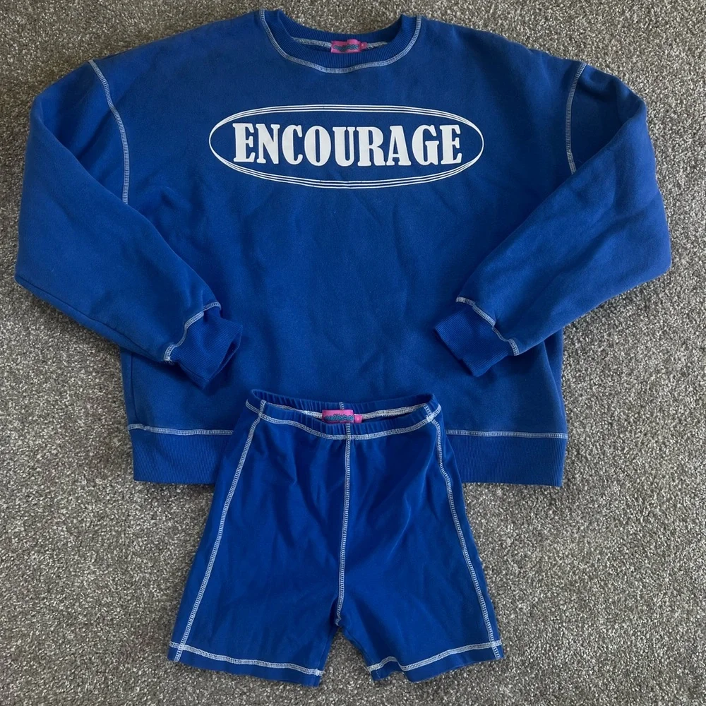 EDIKTED: Crewneck + Biker Short Set - Picture 1 of 5